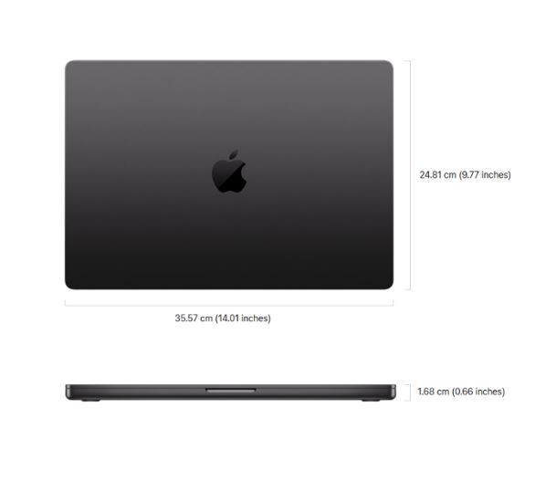 Screen size and thickness of MacBook Pro 16″ M3 Pro